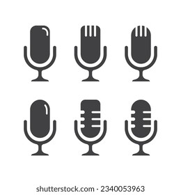 Microphone podcast icon set isolated vector illustration on white background.