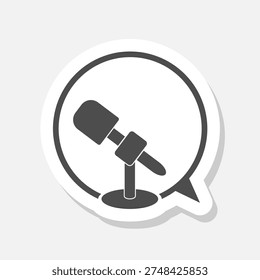 Microphone podcast icon sticker isolated on gray background