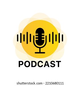 Microphone podcast icon. Microphone icon. Studio microphone table Podcast. Vector illustration