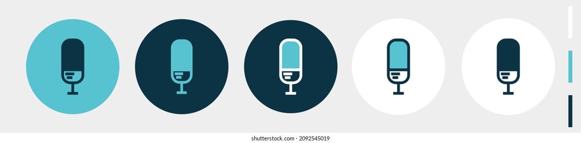 microphone podcast icons set. isolated on white