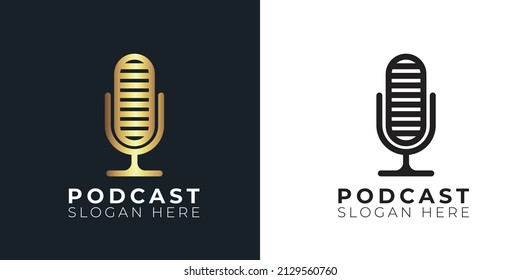 Diseño del logotipo del micrófono para podcast