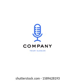 Microphone podcast logo design vector icon illustration