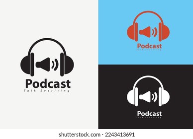 MICROPHONE PODCAST LOGO VECTOR ILLUSTRATION