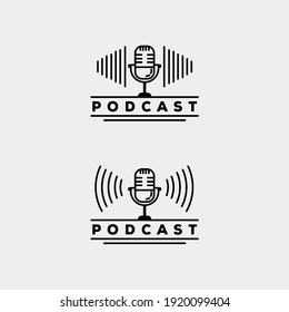 microphone podcast music icon logo vector illustration design