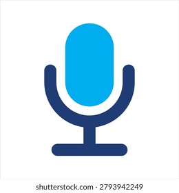 Microphone podcast symbol icon. Usable for: user interface, audio recording, podcast, voice input, broadcasting, mobile app, web application, media. Vector illustration