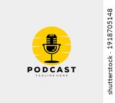 microphone podcast talk icon logo vector illustration design