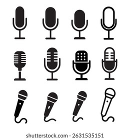 Microphone, Podcast vector icons set.