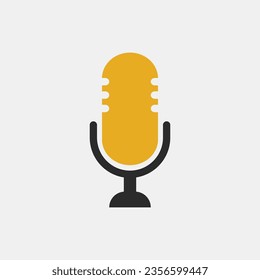 Mikrofon, Podcast. Gelbe Vektorgrafik, Symbol, Logo-Design auf weißem Hintergrund.