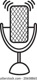 Micrófono para podcasts en vector de línea