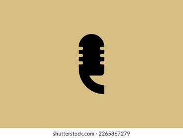 microphone podcat or voice logo based a quote symbol