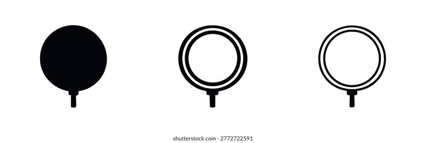 Microphone pop filter icon set, sound recording accessory in various styles