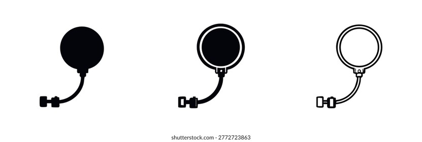 Microphone Pop Filter Icon Set. Studio Audio Accessory Vector. Recording Pop Screen Illustration for Podcasts.