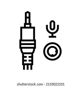 microphone port line icon vector. microphone port sign. isolated contour symbol black illustration