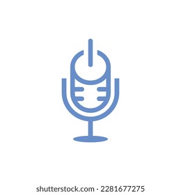 Microphone with power button line simple logo