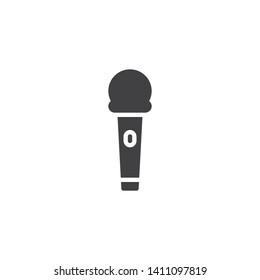 Microphone with power button vector icon. filled flat sign for mobile concept and web design. Stage microphone glyph icon. Symbol, logo illustration. Vector graphics