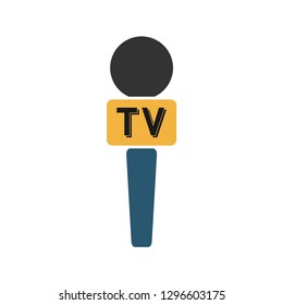 Microphone press icon with leable TV. Flat design. Vector.