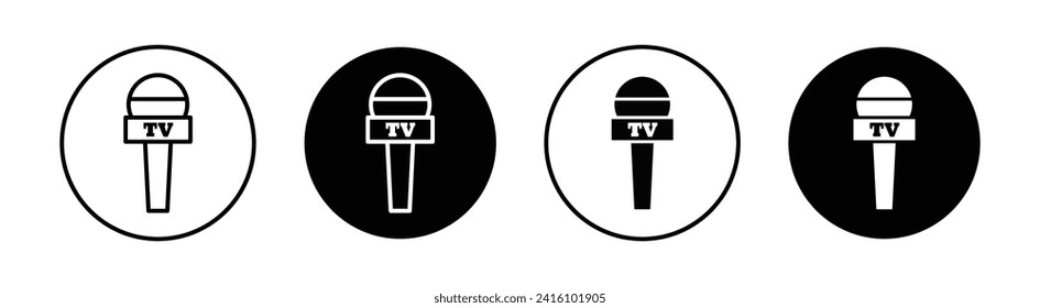 Ilustración del icono de la línea vectorial de la prensa del micrófono.