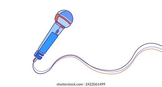 Microphone. Public horn speaker. Line drawing .Vector illustration .