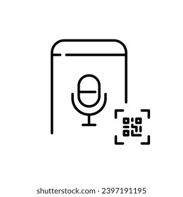 Microphone, qr code on smartphone. Pixel perfect icon
