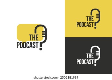 microphone and question mark logo for podcast or youtuber 