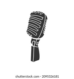 Microphone Radio Icon Silhouette Illustration. Studio Speaker Vector Graphic Pictogram Symbol Clip Art. Doodle Sketch Black Sign.