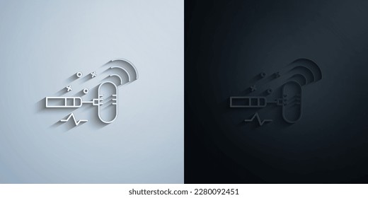 Microphone, radio, sound paper icon with shadow effect vector illuistration design