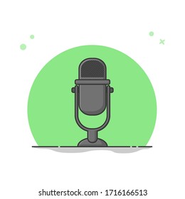 Microphone Record Audio. Podcast Logo Vector Illustration