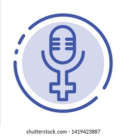 Microphone, Record Blue Dotted Line Line Icon