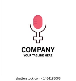 Microphone, Record Business Logo Template. Flat Color. Vector Icon Template background