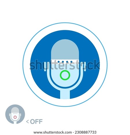 microphone record mode on, speak recognition start button, voice mail concept illustration flat design vector eps10. modern graphic ui element for app, infographic, icon