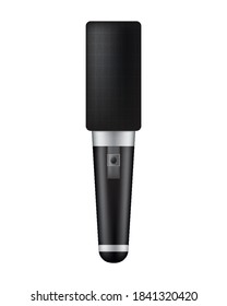 Microphone. Recorder or dictaphone for reporters. Record for multimedia. Professional media music studio equipment. Metal sound mic vector icon