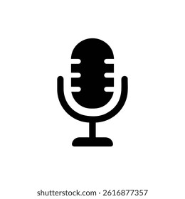 Microphone with Recording Dot Icon Symbolizing Audio Recording and Podcast Production