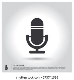 Microphone Recording icon, pictogram icon on gray background. Vector illustration for web site, mobile application. Simple flat metro design style. Outline Icon. Flat design style