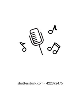 Microphone Recording, pictogram icon. Illustration for web site, mobile application. Simple flat metro design style. Outline Icon.