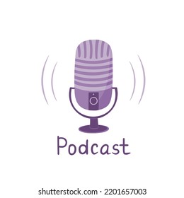 Microphone for recording, podcast. Vector Illustration for printing, backgrounds, covers and packaging. Image can be used for greeting card, poster, sticker and textile. Isolated on white background.