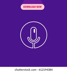 Microphone Recording Symbol Vector Icon, Recording sing with microphone on the purple background symbol. Simple, modern flat vector illustration for mobile app, website or desktop app 