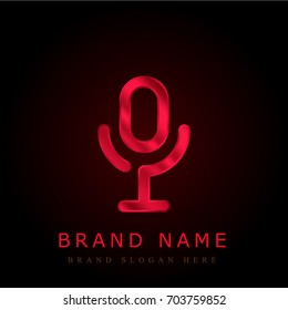 Microphone red chromium metallic logo