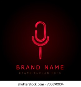Microphone red chromium metallic logo