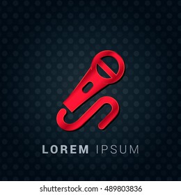 Microphone Red chromium precious metallic 3D Icon / Logo Design