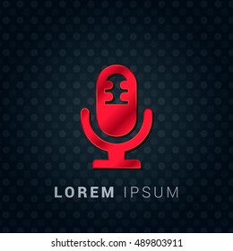 Microphone Red chromium precious metallic 3D Icon / Logo Design