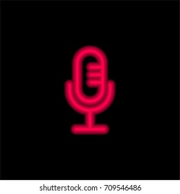 Microphone red glowing neon ui ux icon. Glowing sign logo vector