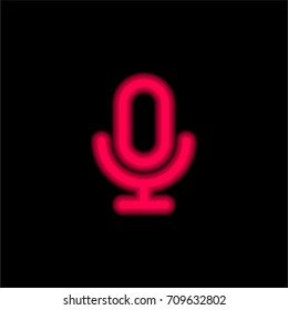 Microphone red glowing neon ui ux icon. Glowing sign logo vector
