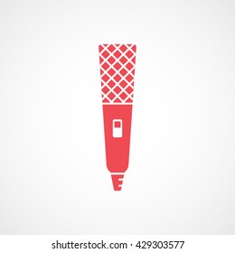 Microphone Red Icon On White Background