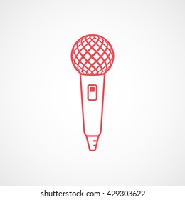 Microphone Red Icon On White Background