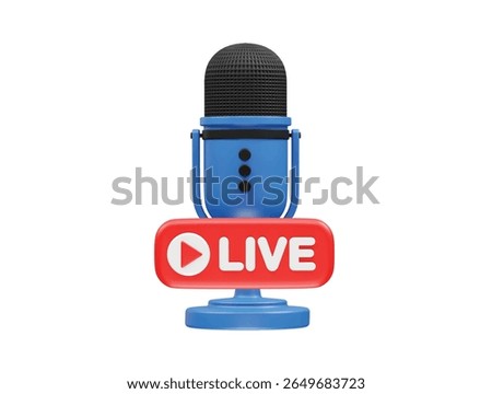 microphone with a red live badge icon 3d render illustration
