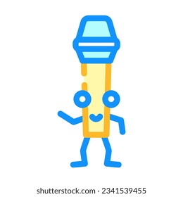 microphone retro music character color icon vector. microphone retro music character sign. isolated symbol illustration