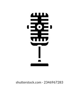 microphone retro music glyph icon vector. microphone retro music sign. isolated symbol illustration