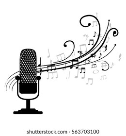 microphone retro with musical pattern