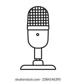 Microphone Retro Vocal Radio Equipment Vector Design. Audio Microphone For Online Anchorperson Studio Or Karaoke Bar Device.