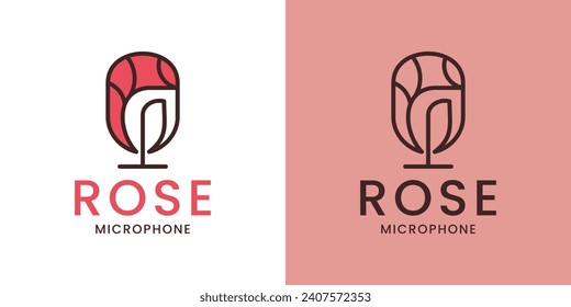 Microphone and rose logo design combinations icon design template vector